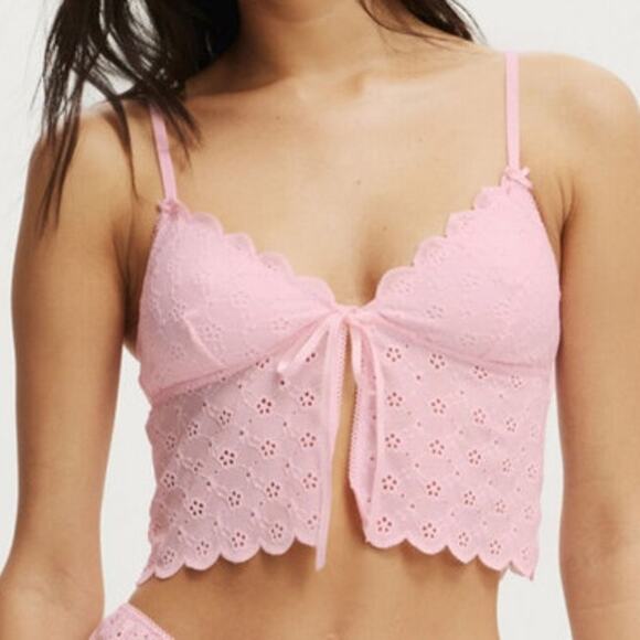 Cotton On Pink Lace Up Bralette Top size M - Picture 1 of 9